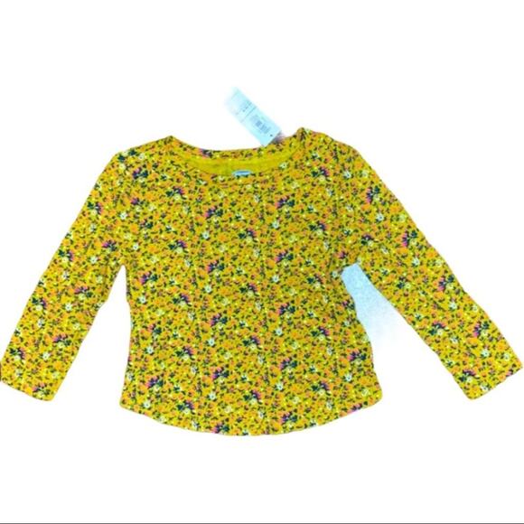 Old Navy 12-18 scoop neck floral long sleeve tee yellow pink NWT - Picture 1 of 4